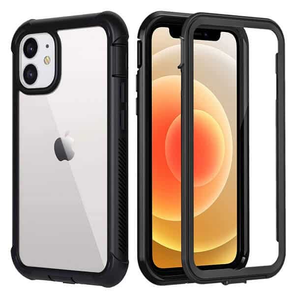 Apple iPhone 12 Mini Military Grade Full Body Shockproof Clear Heavy Duty Case Bumper Drop Protection Tough Cover (Black) Apple iPhone 12 Mini Military Grade Full Body Shockproof Clear Heavy Duty Case Bumper Drop Protection Tough Cover (Black)